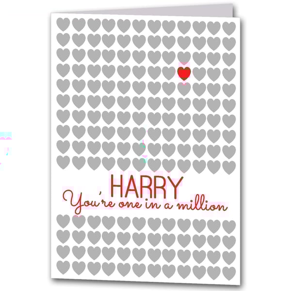 Personalised Hearts Modern Valentine's Card for Husband, Boyfriend or Daddy