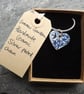 Handmade Ceramic Summer Garden Heart Pendant in blue - Image 5