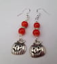 Halloween pumpkin earrings - red and silver - Image 2