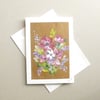 hand painted original art floral blank greetings card ( ref F 779 B1 )