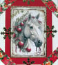 Hand Crafted Decoupage Chistmas Card - Happy Christmas (2735) - Pony Horse