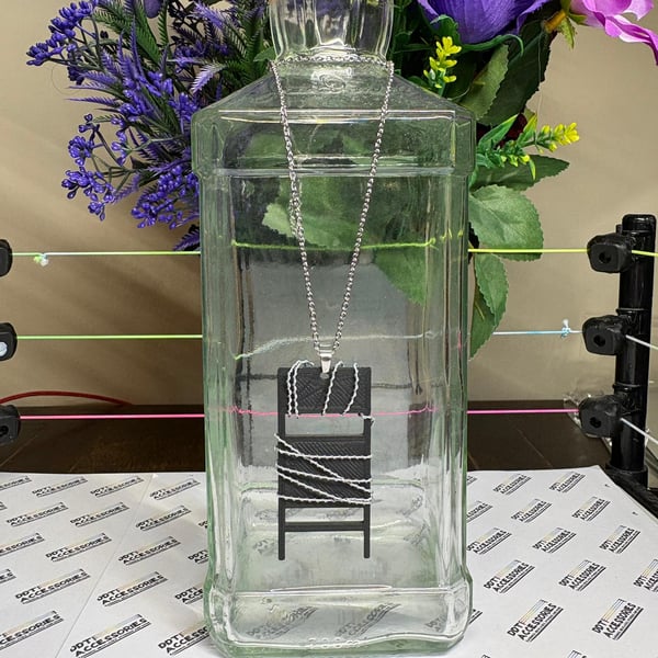 Barbed Wire Steel Chair necklace, handmade wrestling jewellery. WWE, AEW, NJPW, 