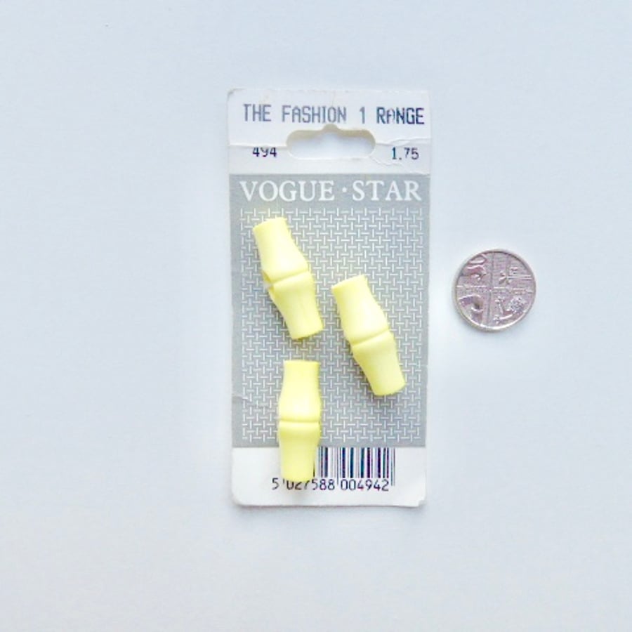 Yellow toggle buttons, vintage buttons, free postage to UK