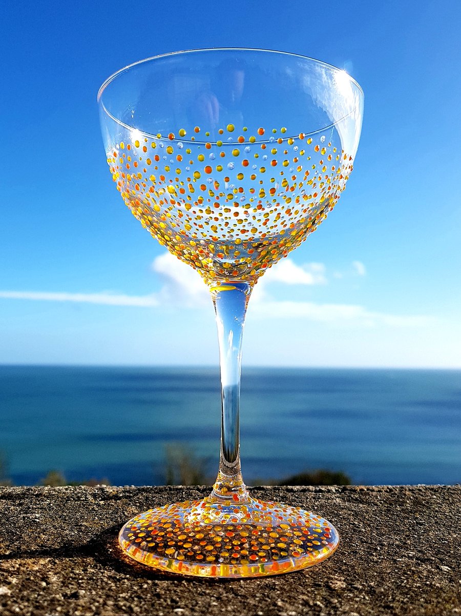 Painted Martini Cocktail Glass 'Citrus'