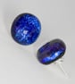Blue Dichroic Glass Earrings on Sterling Silver Studs - 2085 - Image 5
