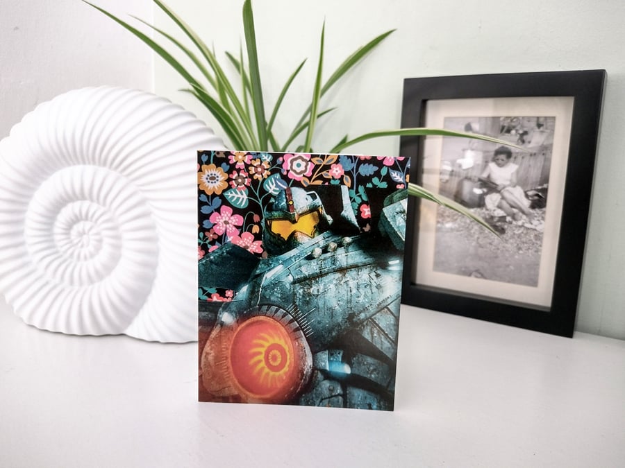 Flowery Robot Collage Card