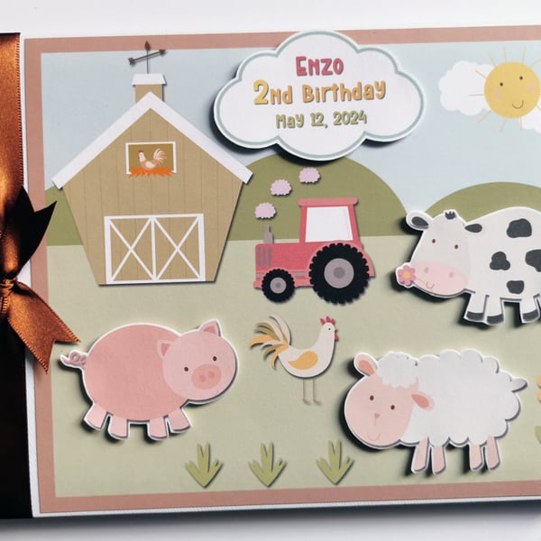 Farm animals unisex guest book, gender reveal, baby shower, birthday book