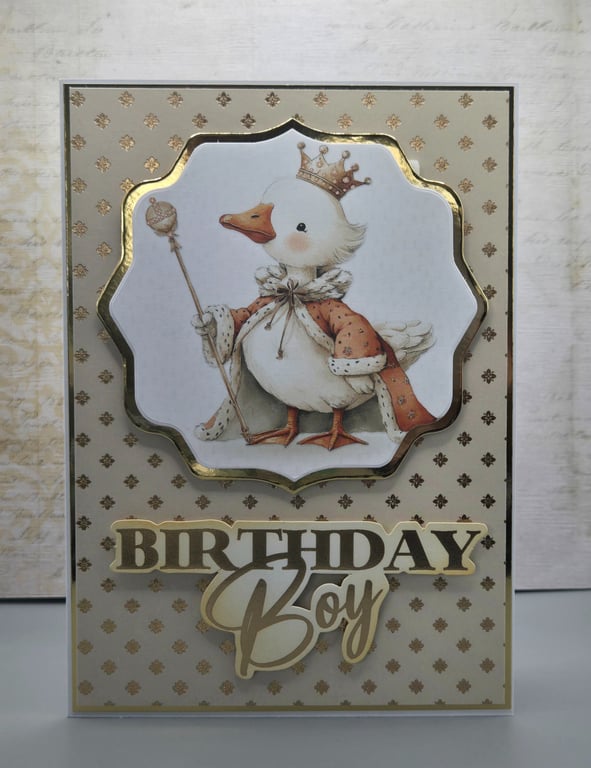 Handmade Birthday Boy Card, Luxury Goose Birthday Card, Birthday Card for Him