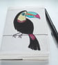 applique & free motion embroidered zombie toucan notebook - Image 1