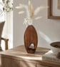 Wood Dried Flower Vase with Cutout Upcycled Reclaimed Wood Vase Dark Oak Finish - Image 1