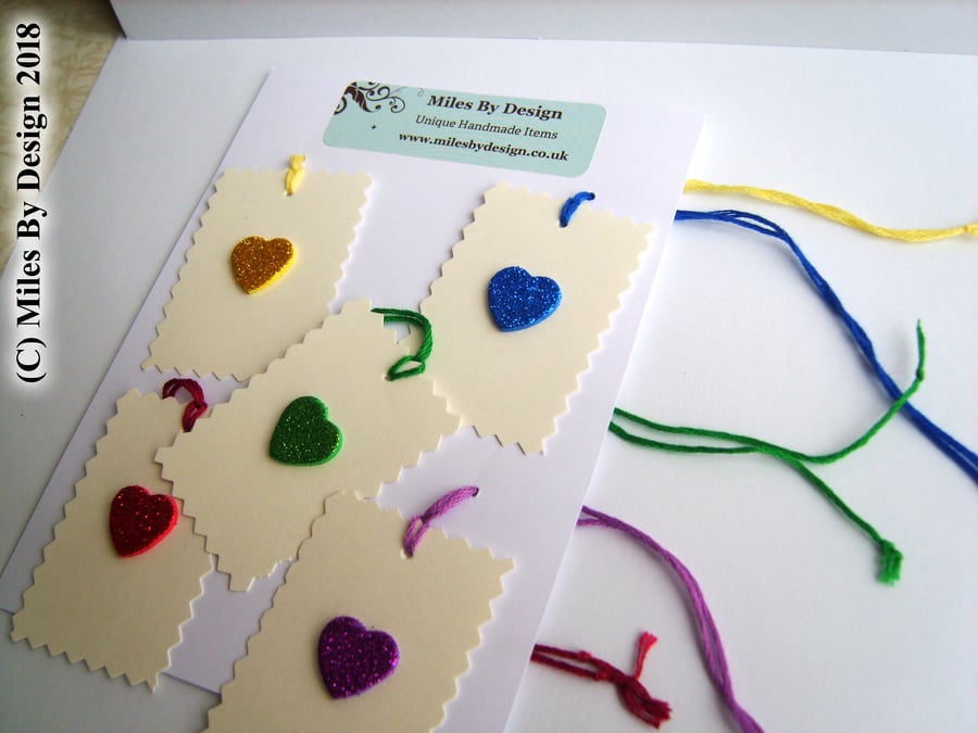Glitter Heart Gift Tags ( Pack of Five )