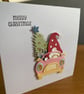 Handmade Christmas Card – Gnome Driving Home for Christmas - Image 2