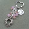 Pink Crystal and Gemstone Angel Keyring