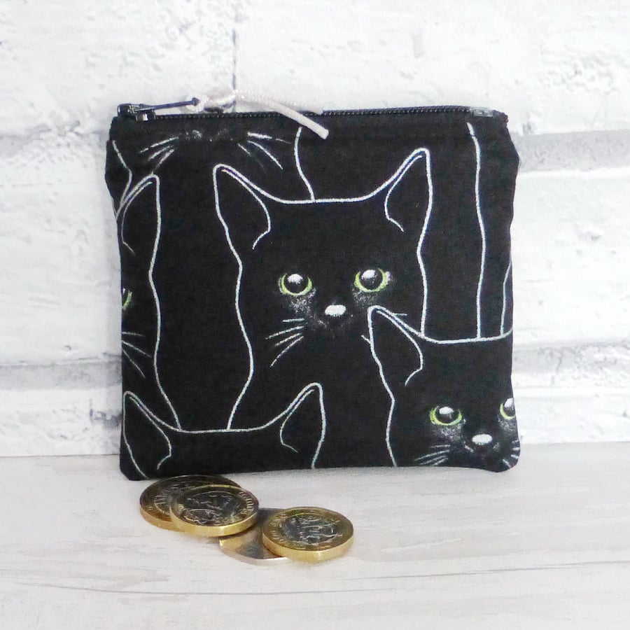 Zipped coin purse, Black cats.