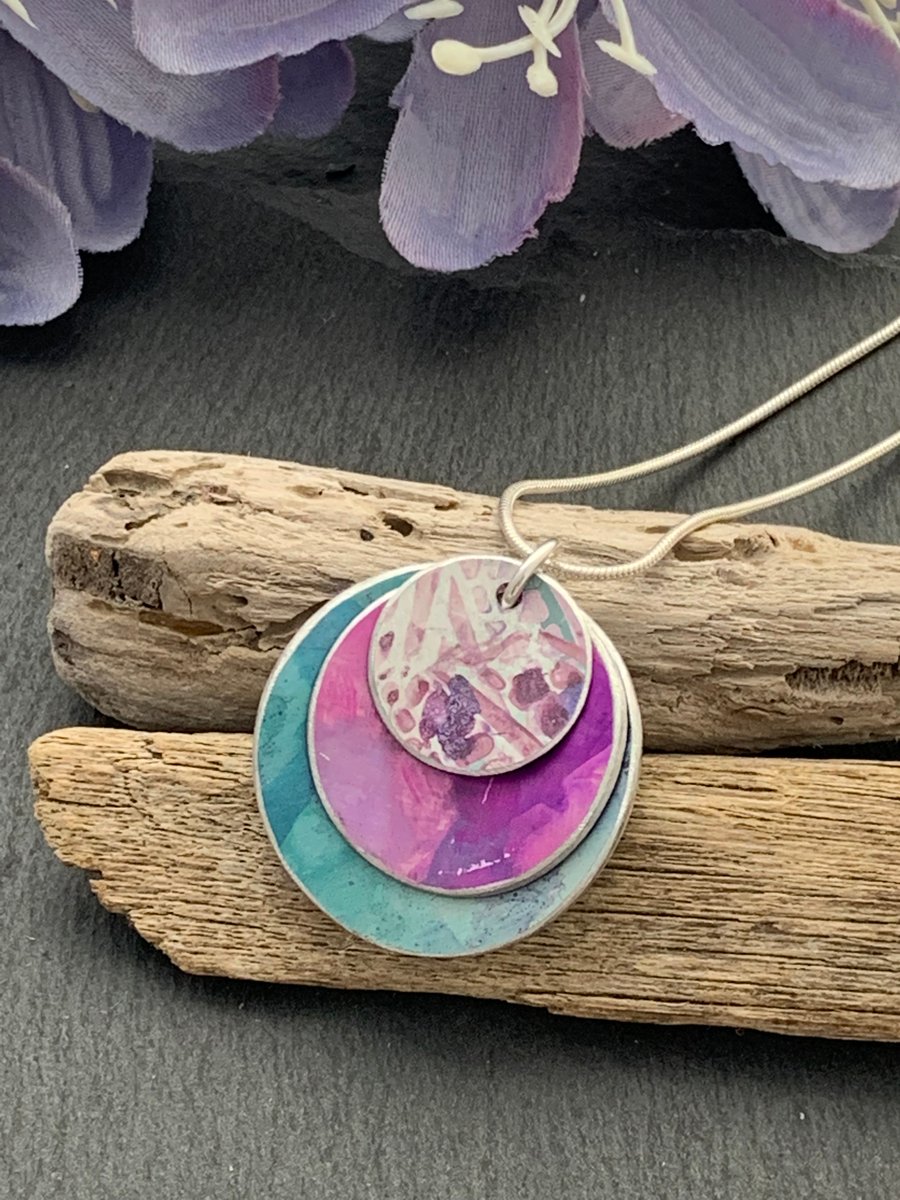 Water colour collection - hand painted aluminium pendant