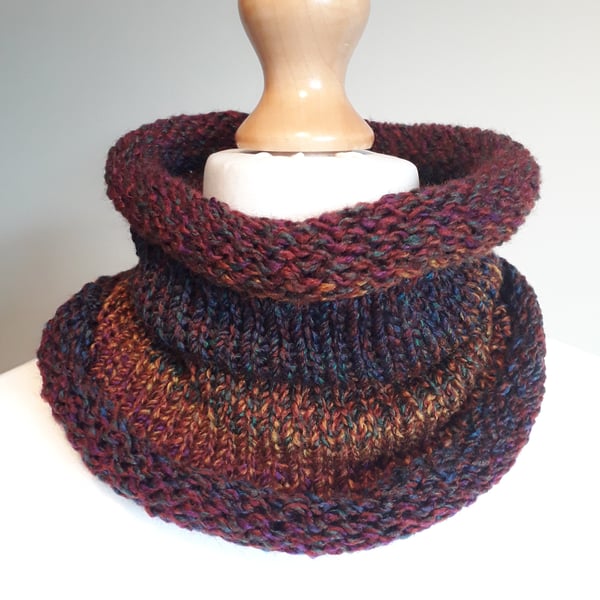 Cowl, Scarf, Infinity Scarf, Neck Warmer, Snood - Purple & Bronze