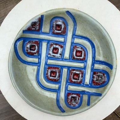 Dish with Celtic Knot and Red Fused Glass, No.178
