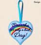 Breathe It's Only a Bad Day Heart Hanger - Positive Embroidered Decoration - Image 2
