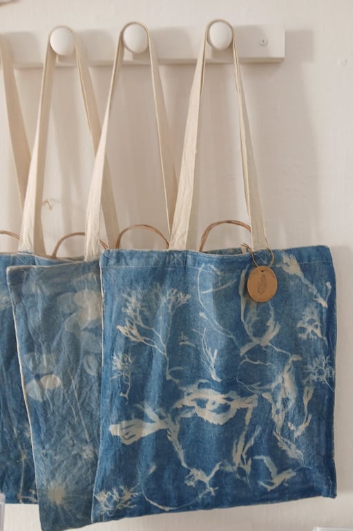 Hand Printed Cyanotype Tote Bag (Seaweed 2)