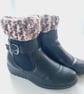 Boot Cuffs Harvest Moon, Brown Pink & Cream Ankle Warmers, One Size. - Image 4