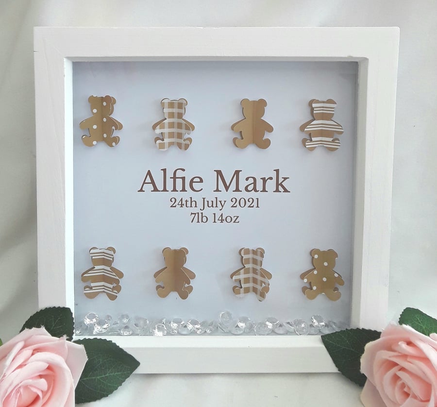 Teddy Frame, Personalised New baby frame,baby girl frame,baby boy frame,nursery 