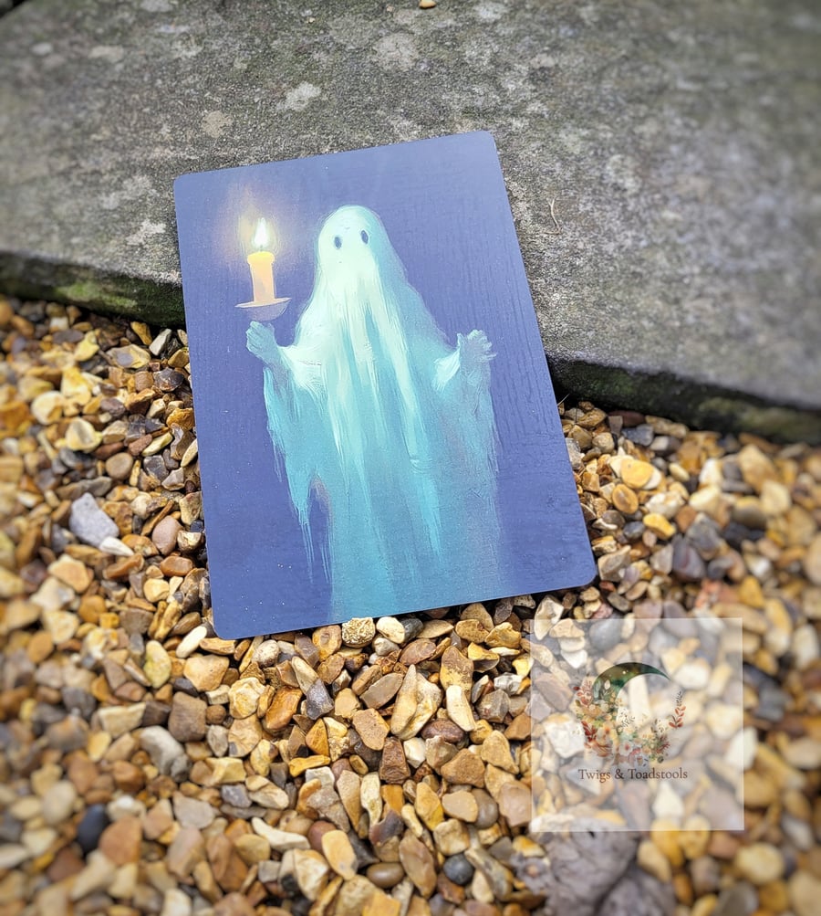 Ghost with candle wall art (2)