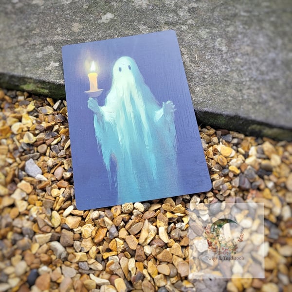 Ghost with candle wall art (2)