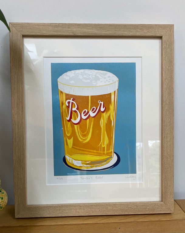  Beer - Handmade Limited Edition Lino Print 