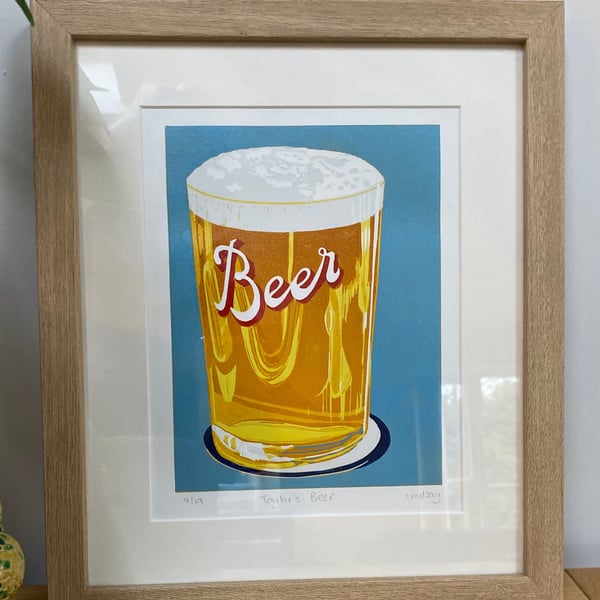  Beer - Handmade Limited Edition Lino Print 