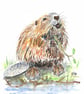 Beaver original watercolour painting. Cute animal - Image 1