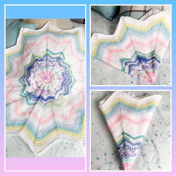 Pastel Star crochet blanket