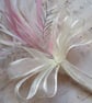 Pale Vintage Pink & Ivory Cream Bow Regency Feather Sprig Headpiece Pin - Image 2