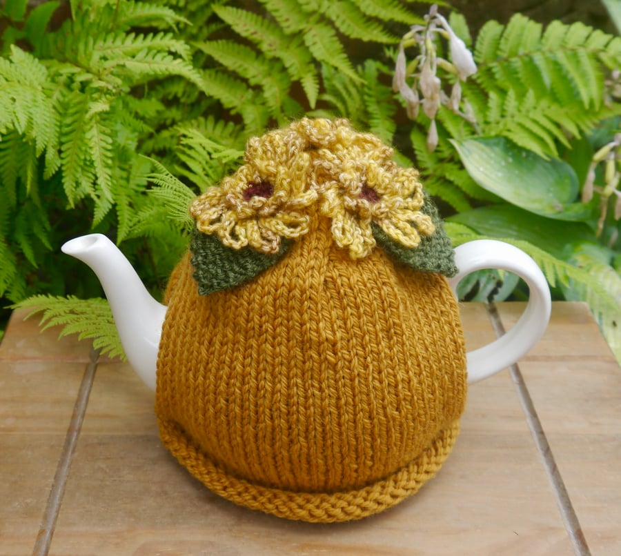 Autumn Daisy Tea Cosy, Golden Flower Tea Cozy