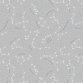 Fat Quarter Glow In The Dark Grey Constellations 100% Cotton Quilting Fabric