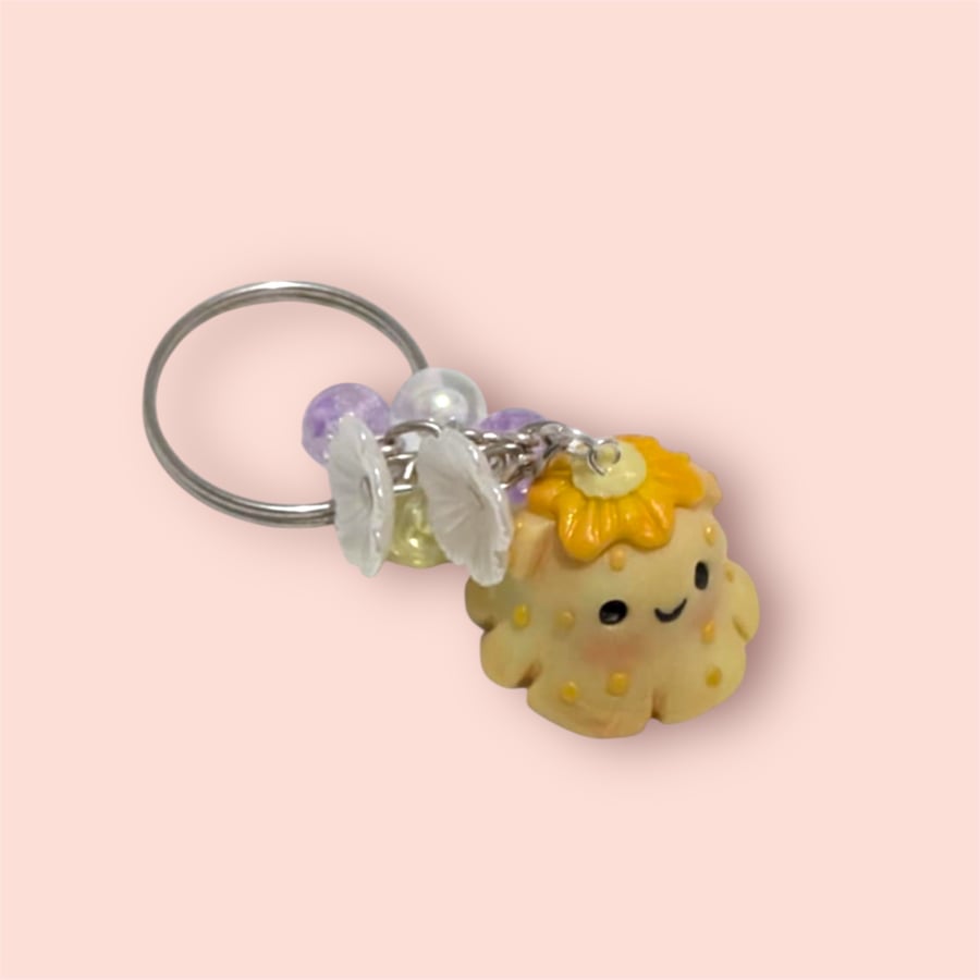 Yellow Handmade Dumbo Octopus Keyring, Cute Animal Octopus Gift For Her