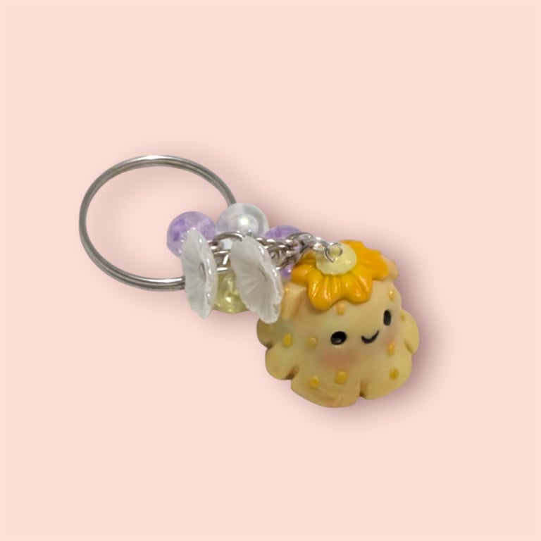 Yellow Handmade Dumbo Octopus Keyring, Cute Animal Octopus Gift For Her