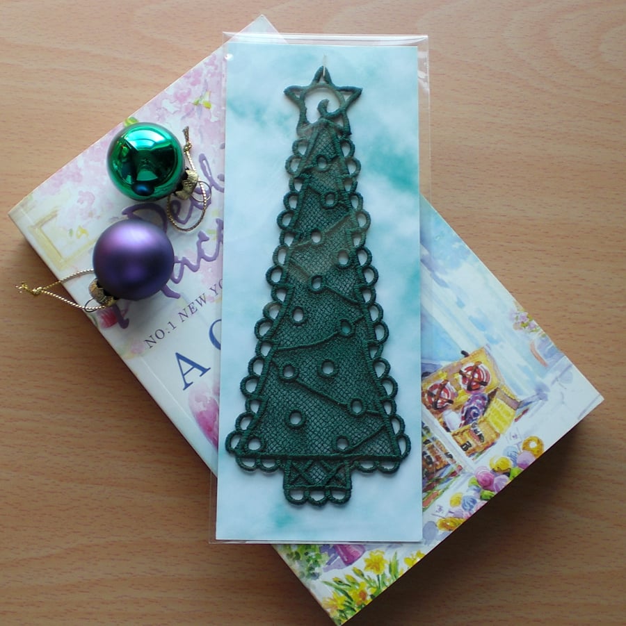 Embroidered Lace Christmas Tree  Bookmark