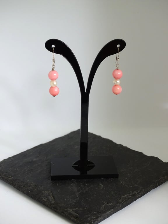 Coral & Pearl Earrings 