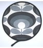 Aga Hob Lid Mat Pad Cover With Loop 1970s Flower Grey and Black Surface Saver - Image 1