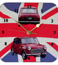 Wall Clock - Classic Austin 7 Mini on a Union Flag