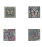 Butterfly & Floral Stained Glass Style Coaster Set