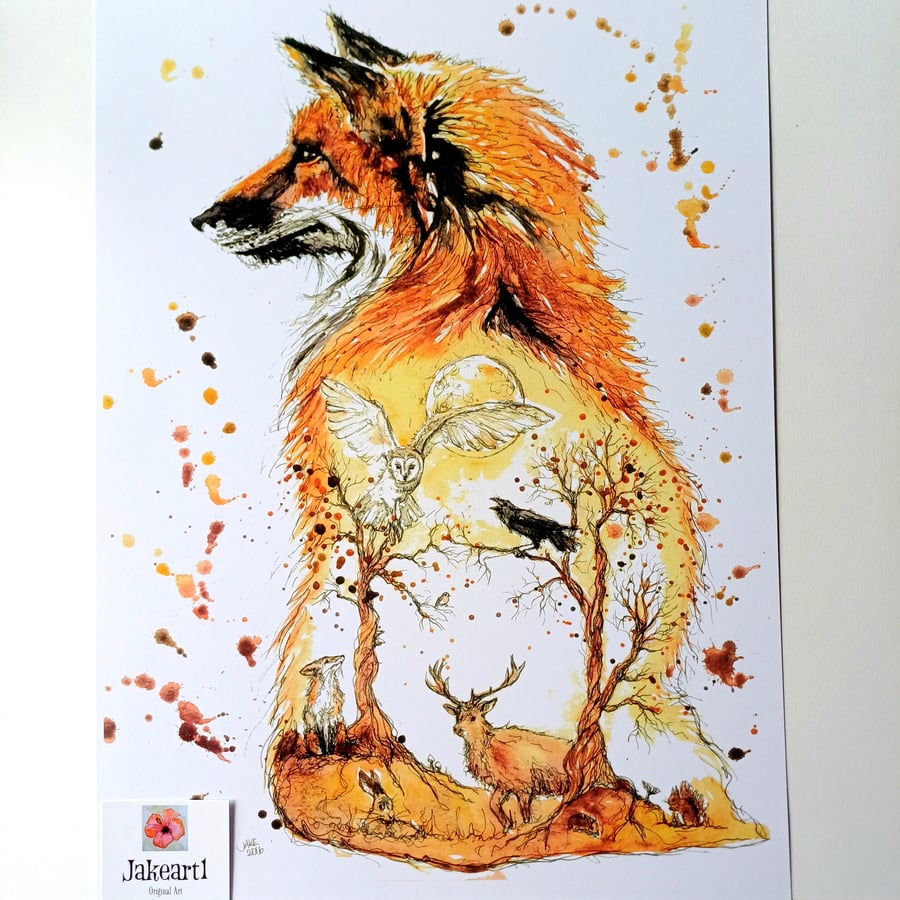 Fox original fine art print