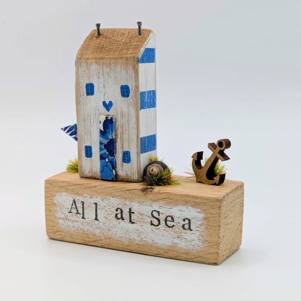 Handmade Tiny Oak Cottage Home Decor 'All At Sea'