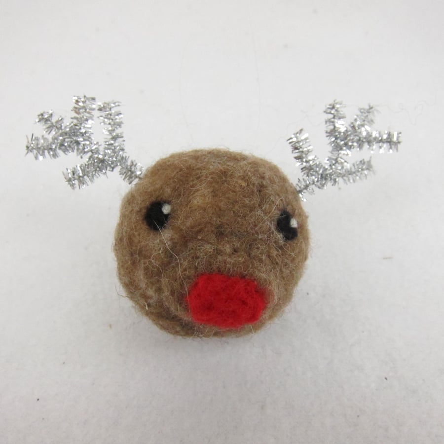 Needle felted reindeer bauble