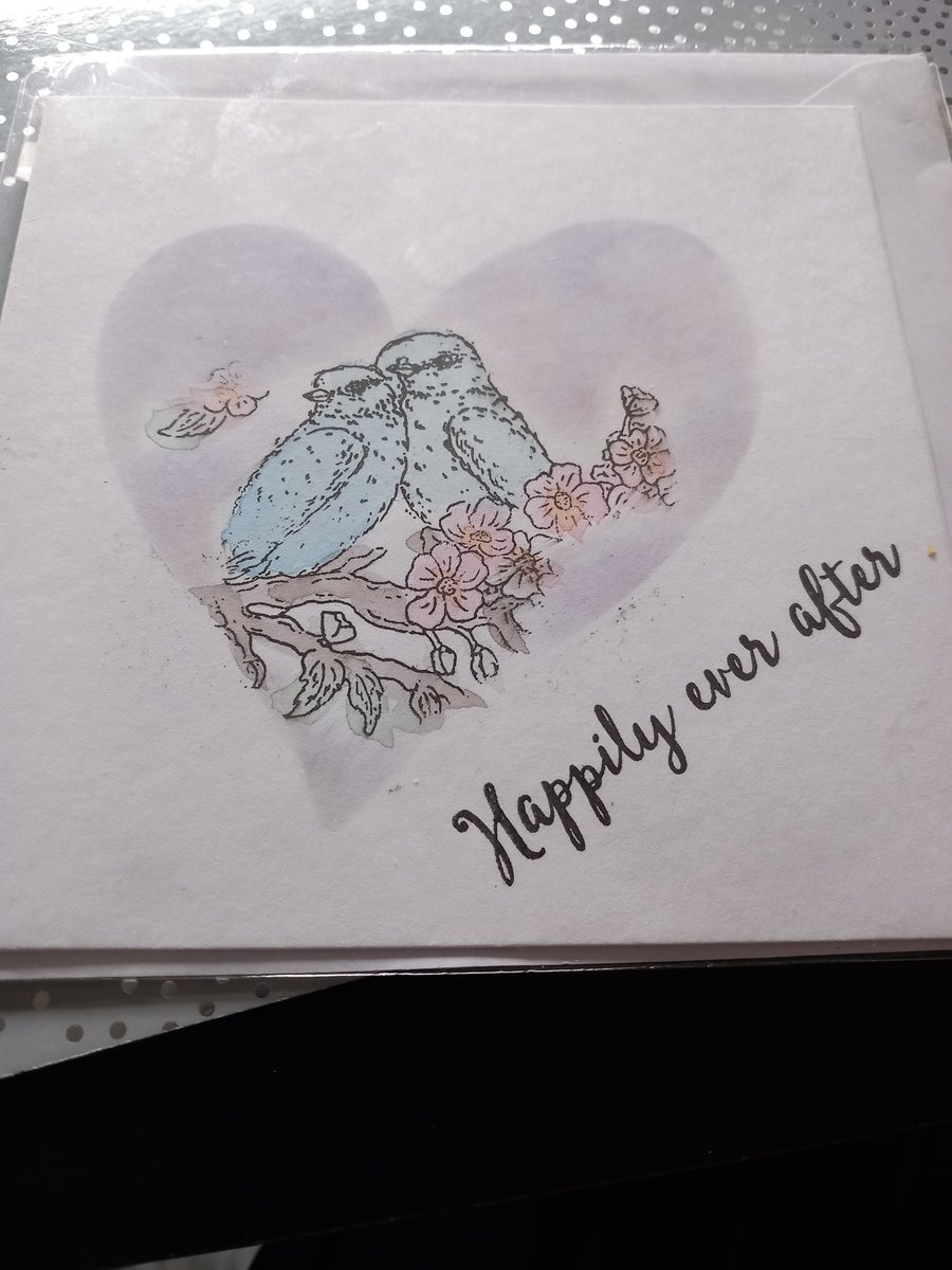 Wedding card lovebirds watercolour 