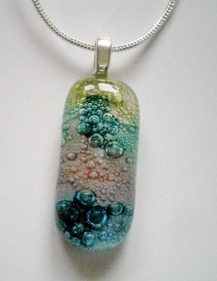 Hand crafted Fused glass Bubbly pendant
