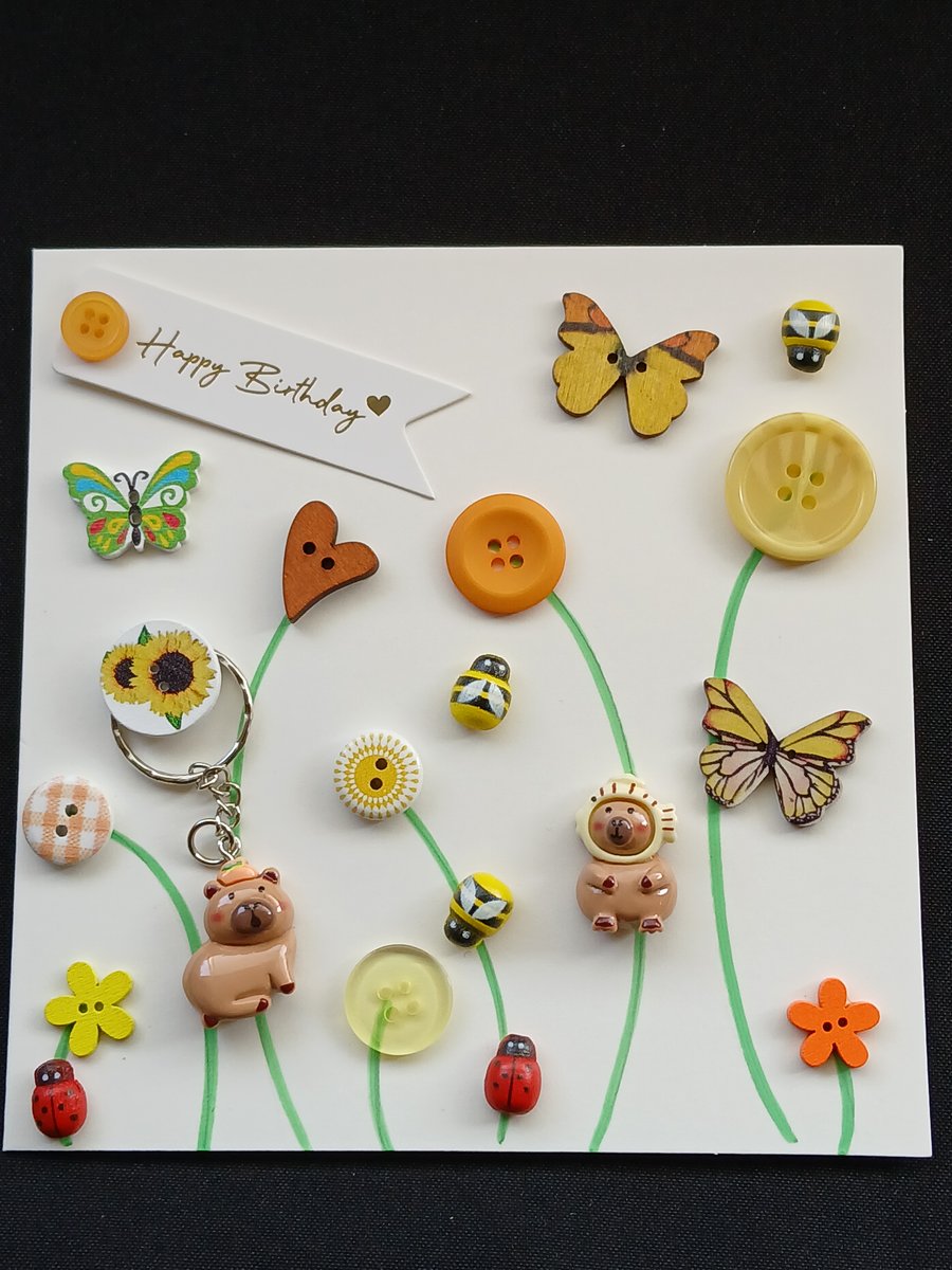 Handmade birthday keyring card