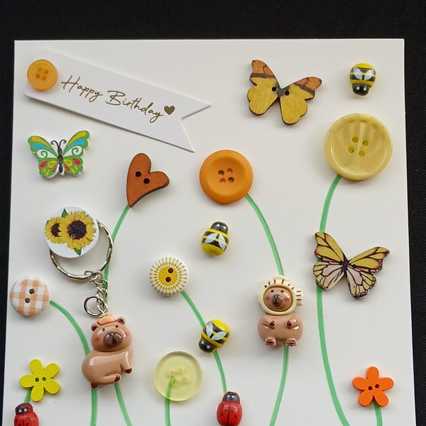 Handmade birthday keyring card