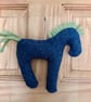  Horse Shaped Hanging Ornament in Blue Grey Herringbone Vintage Welsh Tweed - Image 6