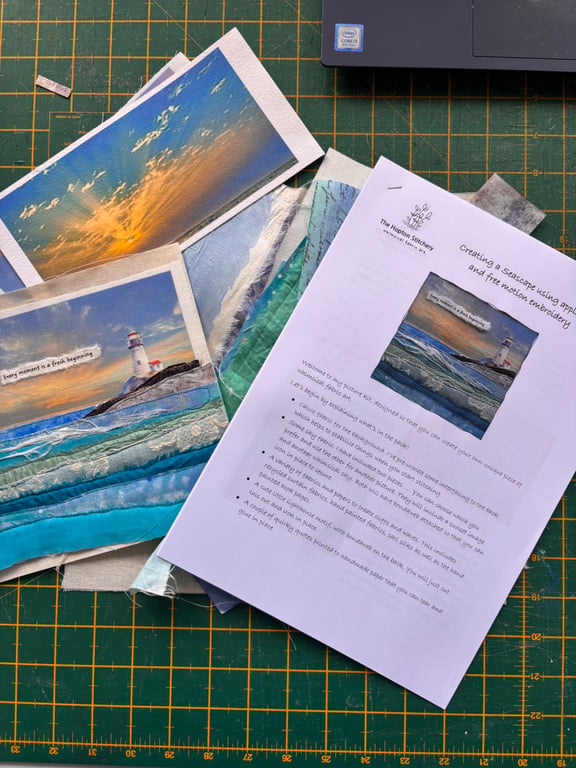 Textile art seascape sewing kit